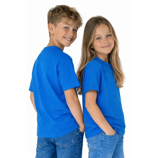 T Shirt Dzieciecy Dla Chlopca I Dziewczynki Kolor Chabrowy Widok Z Boku