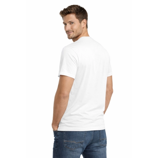 T Shirt Meski Krotki Rekaw 100 Bawelna Kolor Bialy Widok Z Tylu