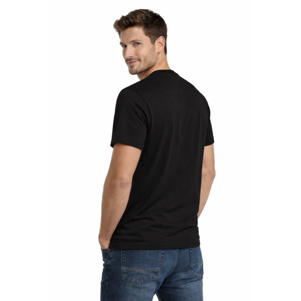 T Shirt Meski Krotki Rekaw 100 Bawelna Kolor Czarny Widok Z Tylu