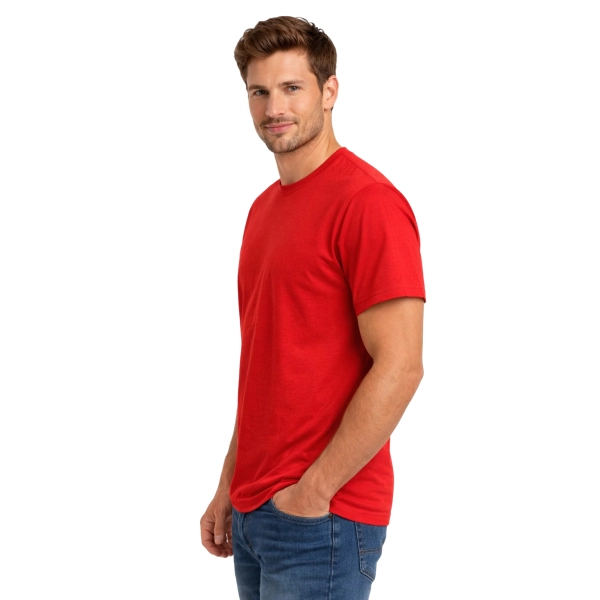 T Shirt Meski Krotki Rekaw 100 Bawelna Kolor Czerwony Widok Z Boku