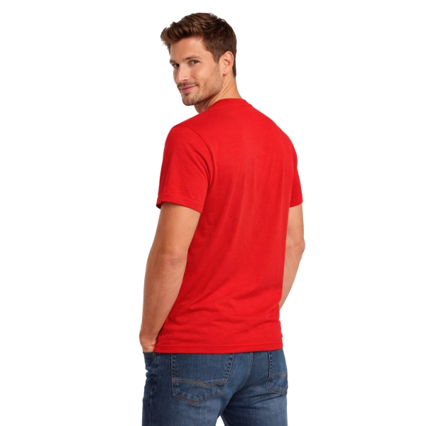 T Shirt Meski Krotki Rekaw 100 Bawelna Kolor Czerwony Widok Z Tylu