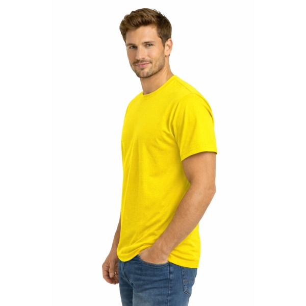 T Shirt Meski Krotki Rekaw 100 Bawelna Kolor Zolty Widok Z Boku