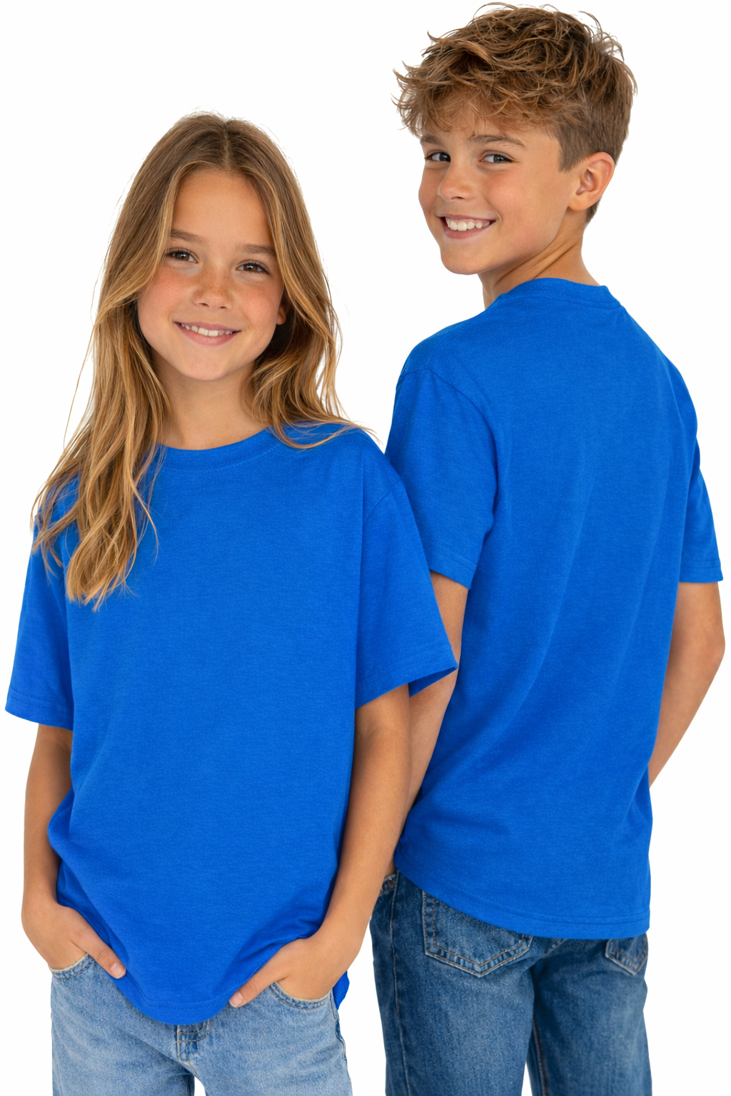T-shirt dziecięcy 100% bawełna chabrowy