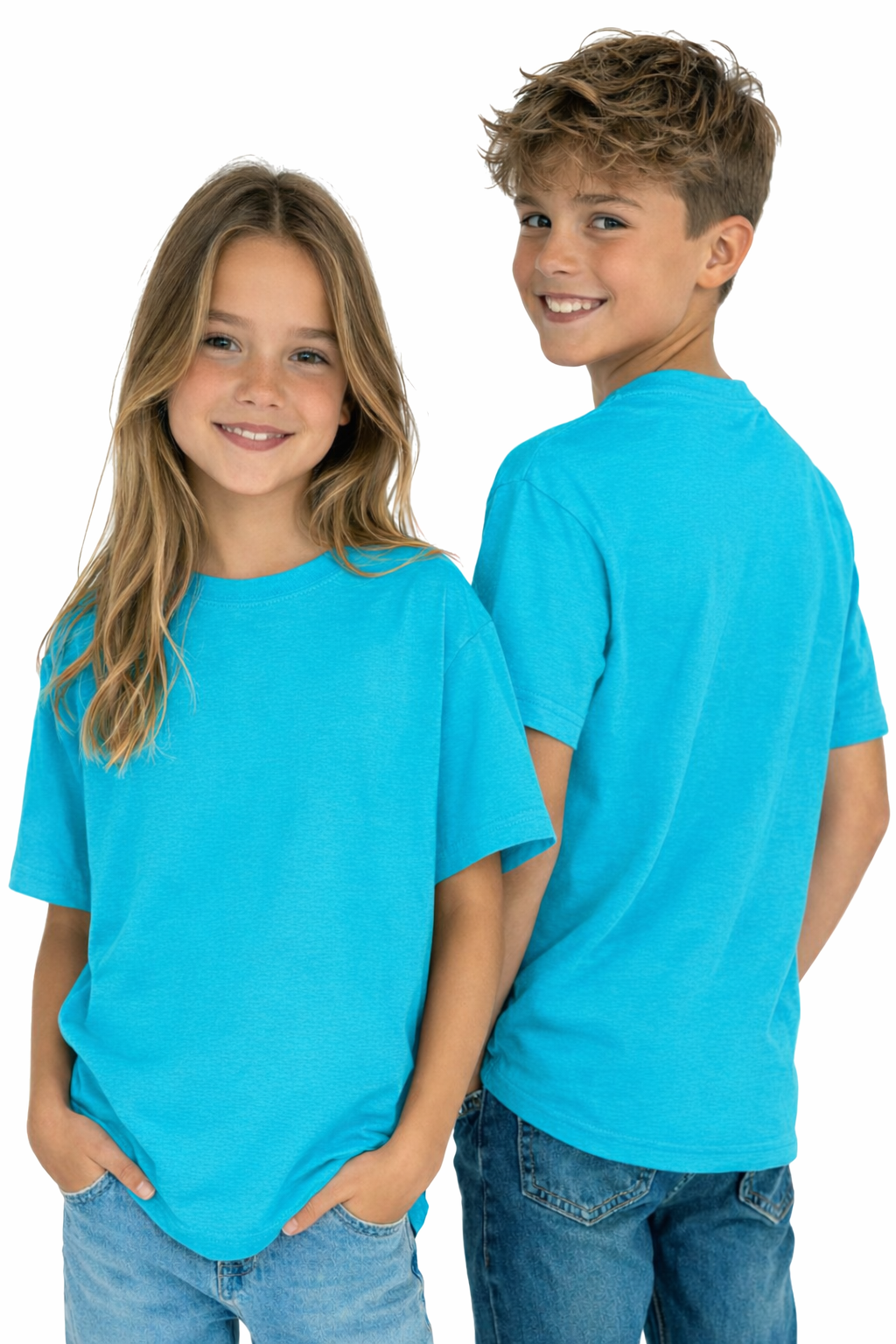 T-shirt dziecięcy 100% bawełna turkus