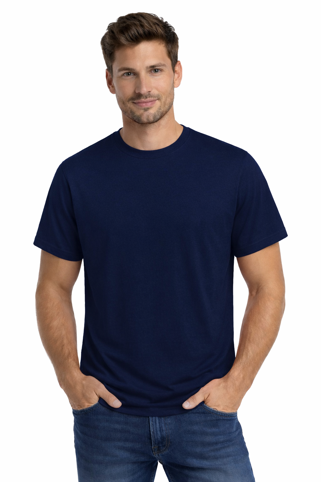 Męska koszulka T-shirt 100% miękka bawełna granatowa