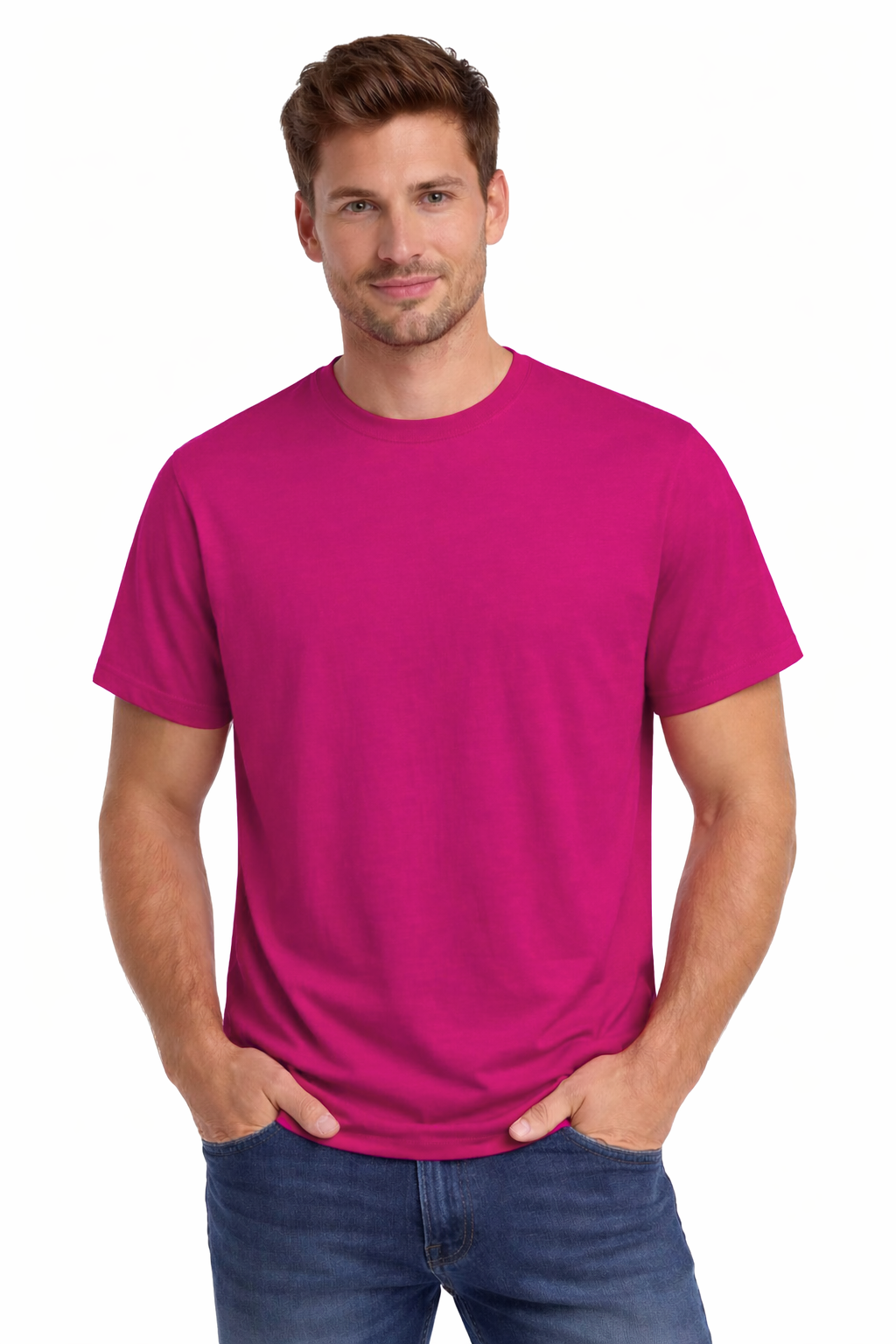 Męska koszulka T-shirt 100% miękka bawełna różowa