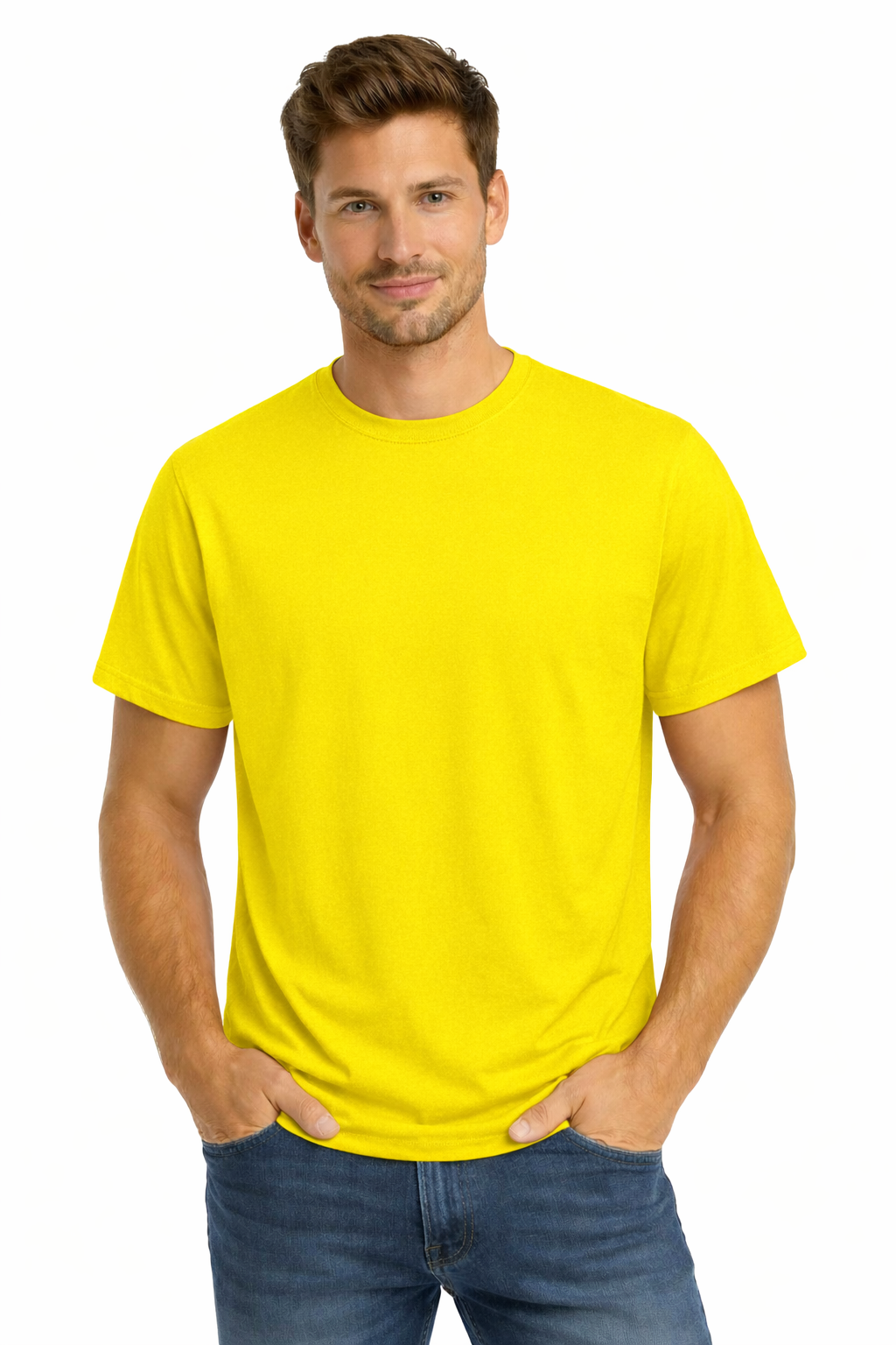 Męska koszulka T-shirt 100% miękka bawełna żółta