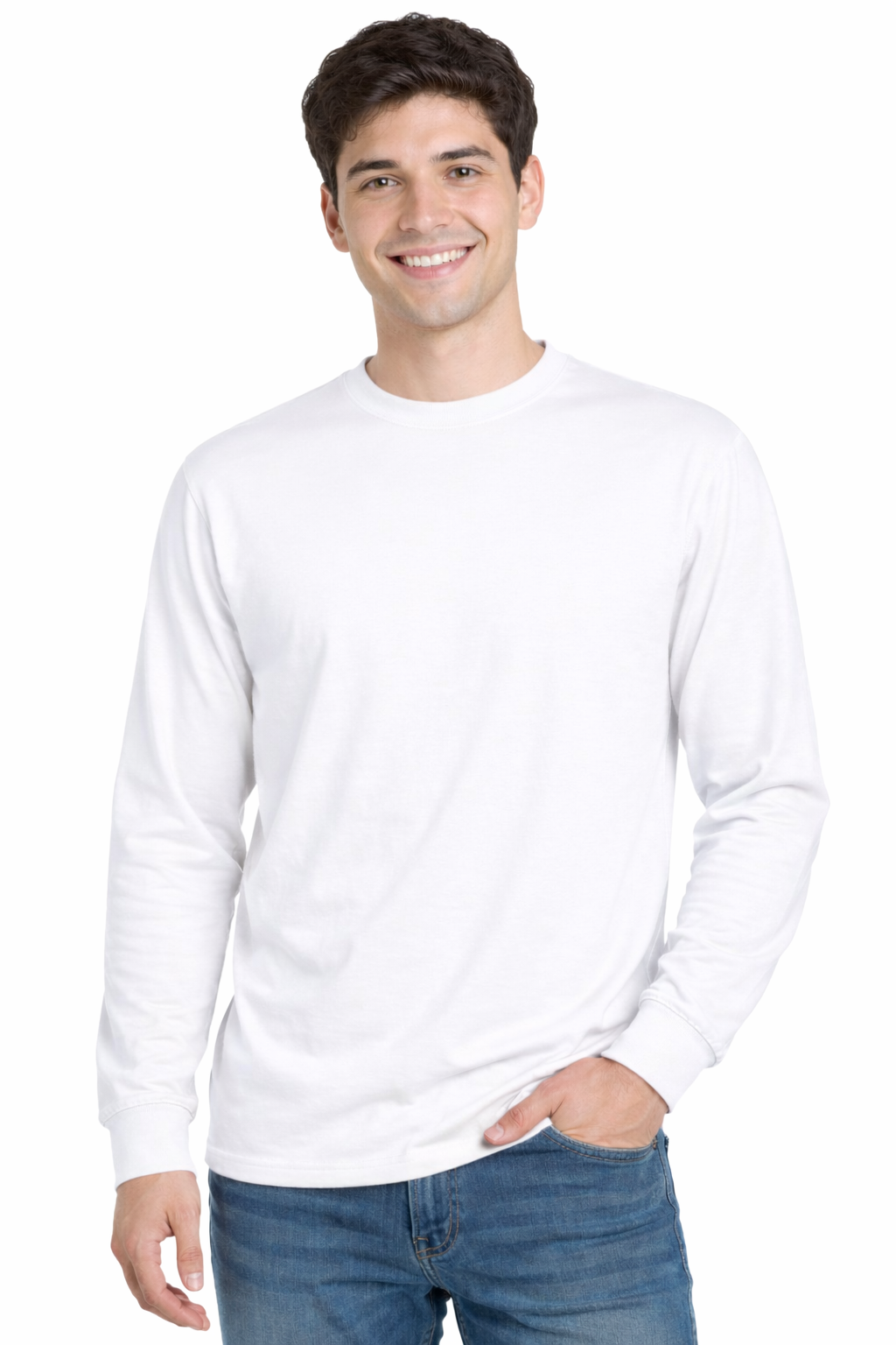 Koszulka t-shirt biała męska rękaw długi