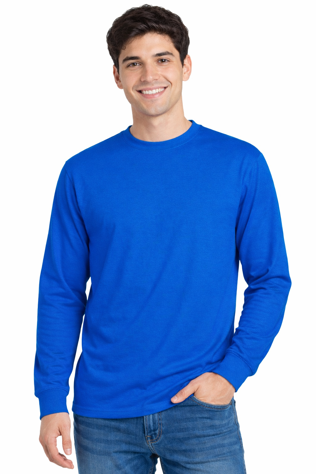 Koszulka t-shirt chabrowa męska rękaw długi