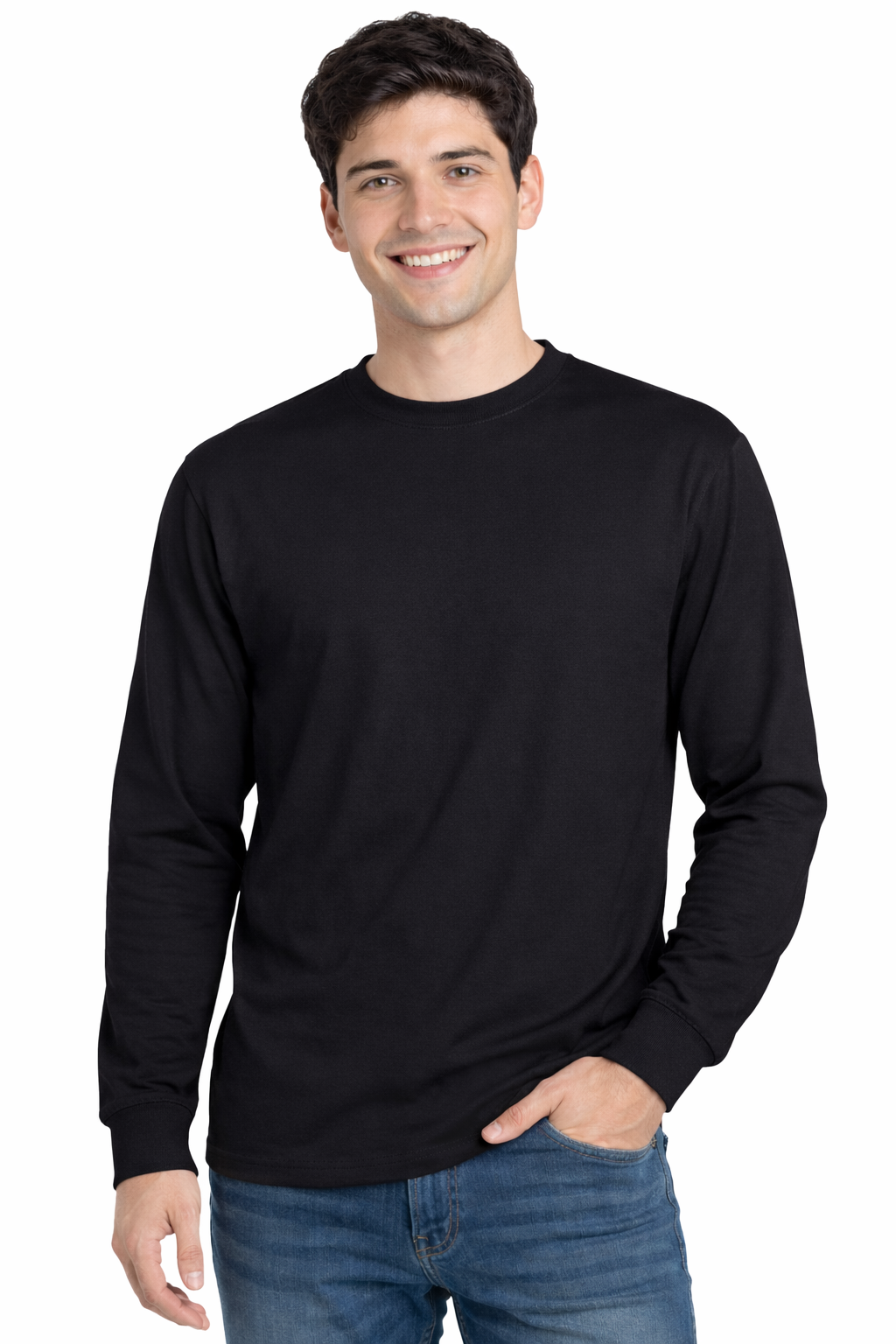 Koszulka t-shirt czarna męska rękaw długi