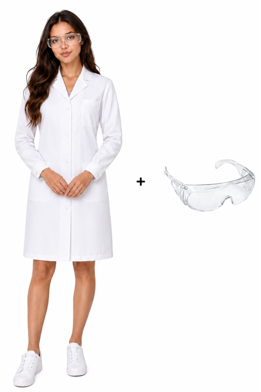Zestaw laboratoryjny damski na guziki M31 + okulary