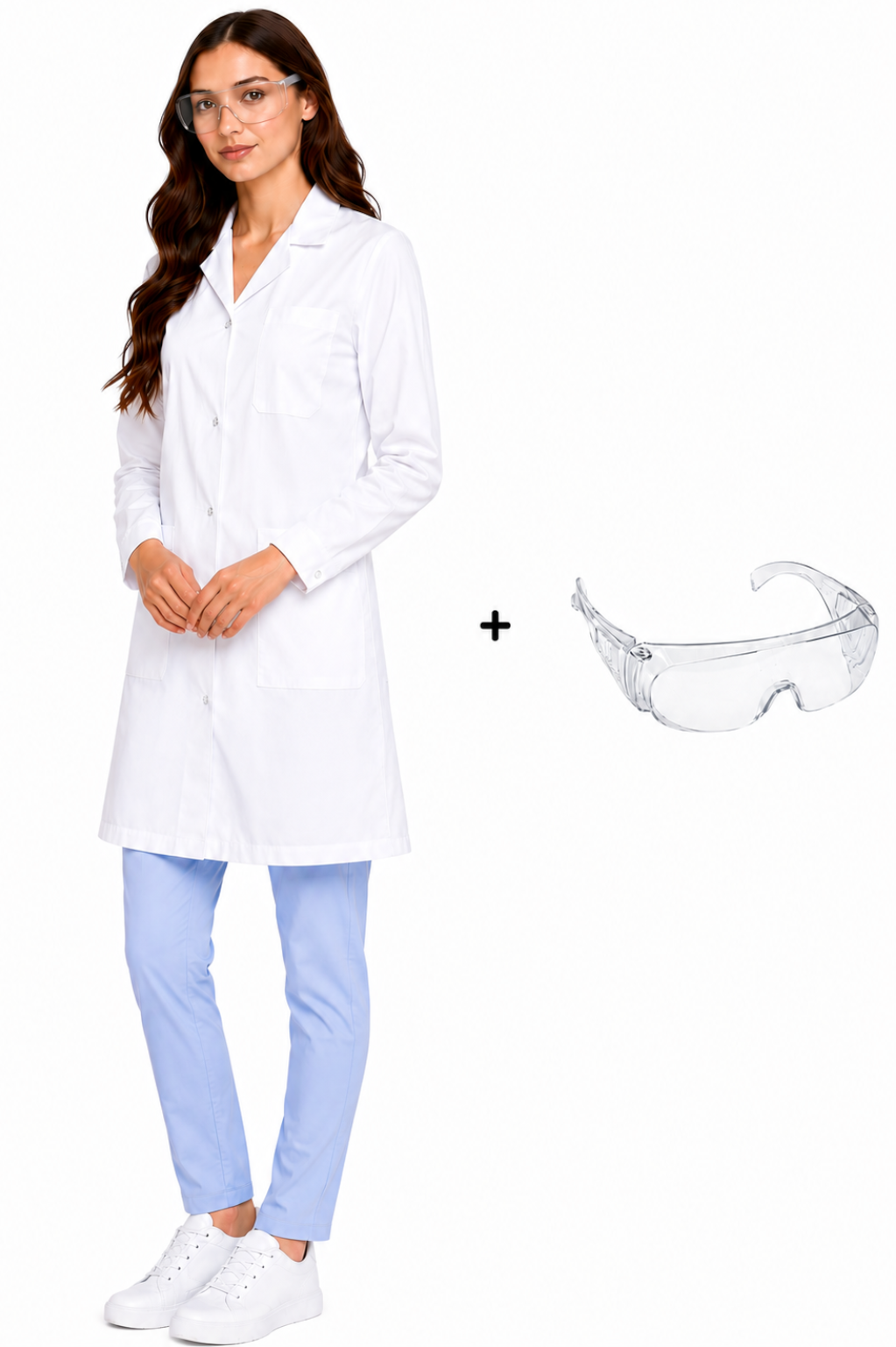 Zestaw laboratoryjny, medyczny damski na zatrzaski M31N + okulary