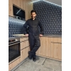 Bluza kucharska czarna męska  długi rękaw 8 guzików roz.XL