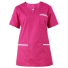 Bluza medyczna różowa z białą lamówką krótki rękaw roz. XS