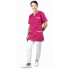 Bluza medyczna różowa z białą lamówką krótki rękaw roz. XXL