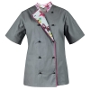 M&C® Bluza kucharska damska szara rękaw krótki lamówka wzór W2 (1053) roz. M