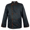 M&C® Bluza kucharska czarna długi rękaw lamówka pomarańcz roz.XL