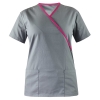 Bluza medyczna z trokiem szara lamówka amarant  roz.34