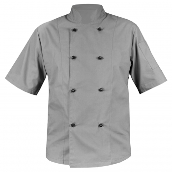 M&C® Bluza kucharska szara krótki rękaw 8 guzików czarnych roz.3XL