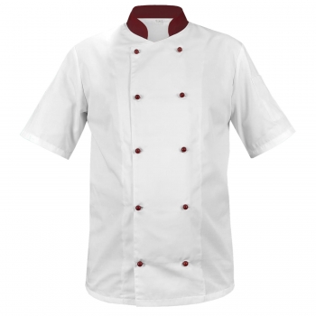 M&C? Bluza kucharska biała krótki rękaw wstawki bordowe roz.XL
