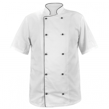 M&C? Bluza kucharska biała krótki rękaw lamówka czarna roz.XL