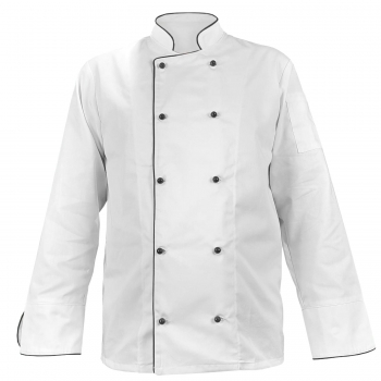 M&C® Bluza kucharska biała długi rękaw lamówka czarna roz.S