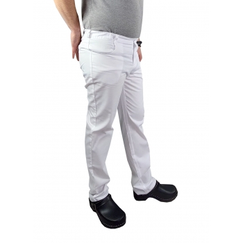 Spodnie medyczne męskie zapiane na guzik białe roz.L