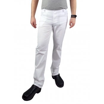 M&C® Spodnie medyczne męskie zapiane na guzik białe roz.L