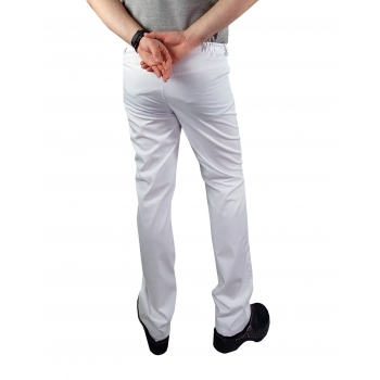 Spodnie medyczne męskie zapiane na guzik białe roz.XXL