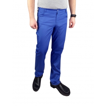 M&C® Spodnie medyczne męskie zapiane na guzik niebieskie roz.XL