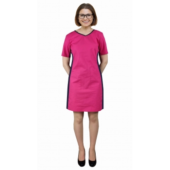 Sukienka medyczna ACTIVE amarantowa z elastycznym granatowym lampasem roz.XXL