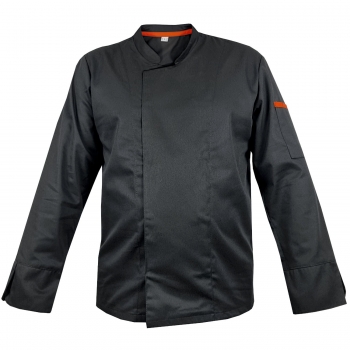 M&C? Bluza kucharska czarna długi rękaw lamówka pomarańcz roz.XL