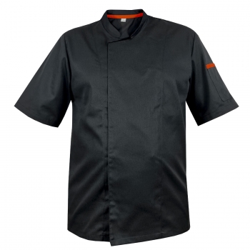 M&C? Bluza kucharska czarna krótki rękaw lamówka pomarańcz roz.3XL