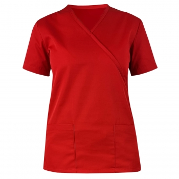 Bluza medyczna z trokiem czerwona lamówka czerwona roz.46