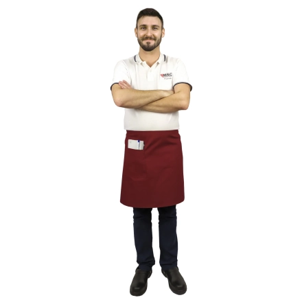 Zapaska długość 50cm bordowa – zapaska kelnerska – odzież gastronomiczna - inne ujęcie