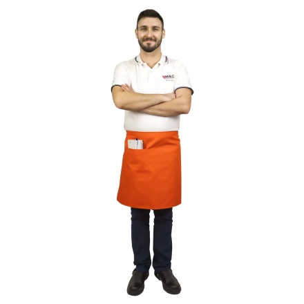 Zapaska długość 50cm pomarańczowa – zapaska kelnerska – odzież gastronomiczna - inne ujęcie