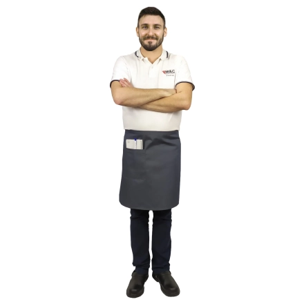 Zapaska długość 50cm szara – zapaska kelnerska – odzież gastronomiczna - inne ujęcie