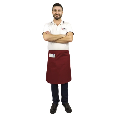 Zapaska długość 60cm bordowa – zapaska kelnerska – odzież gastronomiczna - inne ujęcie