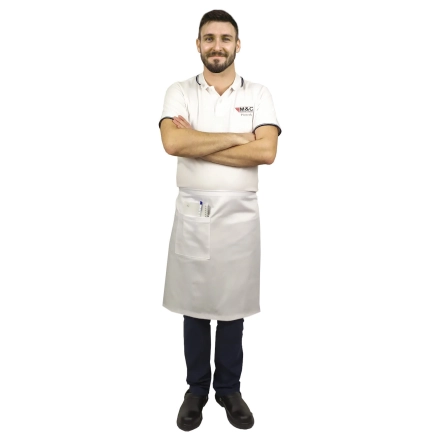 Zapaska długość 60cm biała – zapaska kelnerska – odzież gastronomiczna - inne ujęcie