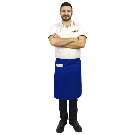 Zapaska długość 60cm chabrowa – zapaska kelnerska – odzież gastronomiczna - inne ujęcie