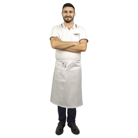 Zapaska długość 75cm biała – zapaska kelnerska – odzież gastronomiczna - inne ujęcie