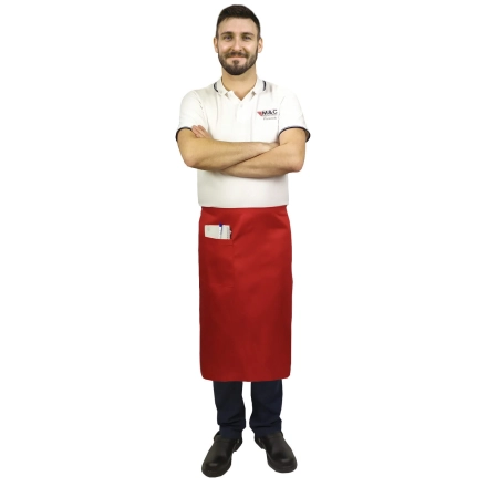 Zapaska długość 75cm czerwona – zapaska kelnerska – odzież gastronomiczna - inne ujęcie