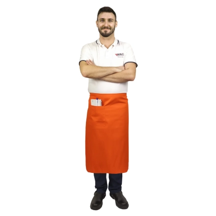 Zapaska długość 75cm pomarańczowa – zapaska kelnerska – odzież gastronomiczna - inne ujęcie