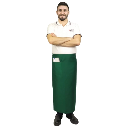 Zapaska długość 90cm zielona – zapaska kelnerska – odzież gastronomiczna - inne ujęcie