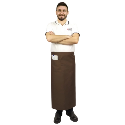 Zapaska długość 90cm brązowa – zapaska kelnerska – odzież gastronomiczna - inne ujęcie