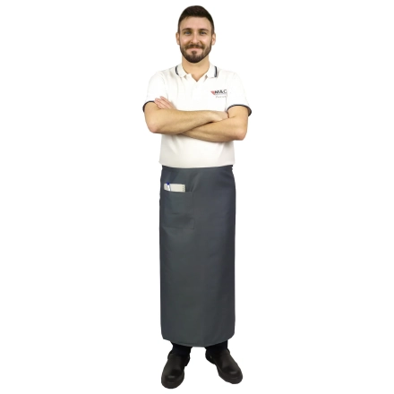 Zapaska długość 90cm szara – zapaska kelnerska – odzież gastronomiczna - inne ujęcie