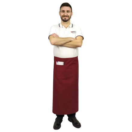 Zapaska długość 90cm bordowa – zapaska kelnerska – odzież gastronomiczna - inne ujęcie