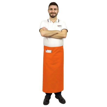 Zapaska długość 90cm pomarańczowa – zapaska kelnerska – odzież gastronomiczna - inne ujęcie