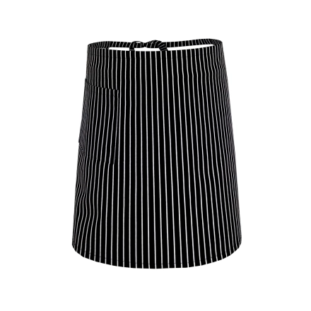 Zapaska długość 50cm czarna w białe paski – zapaska kelnerska – odzież gastronomiczna