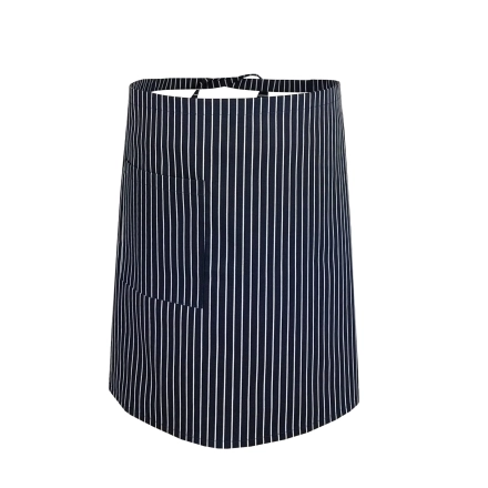 Zapaska długość 50cm granat w białe paski – zapaska kelnerska – odzież gastronomiczna - inne ujęcie